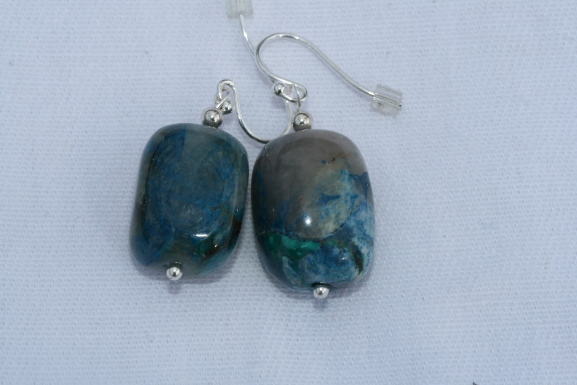 Ajoite and Papagoite Earrings  love, healing, emotional support 5237